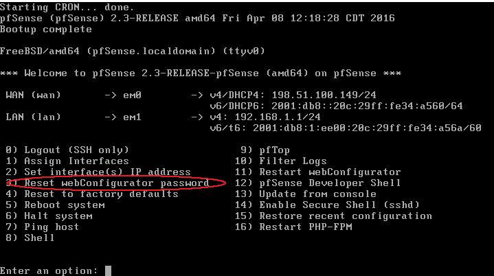 How to Reset pfSense Admin Password