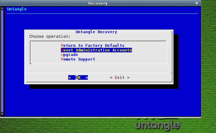 untangle Reset Administration Accounts