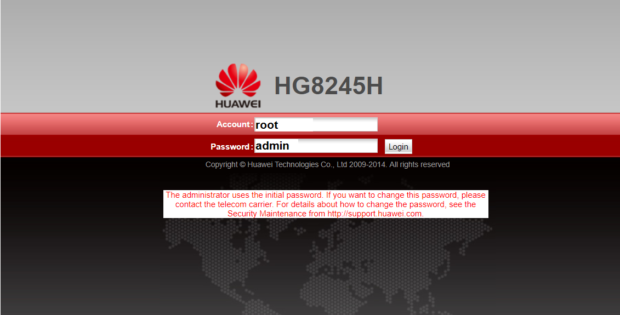 Huawei-HG8245H password